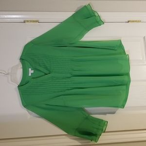 Double ruffle solid pin tuck top